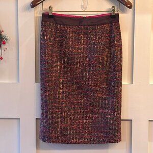 ✨🌈 Boden Pencil Tweed Skirt US 4R | Textured Wool Blend | Pink Lining
